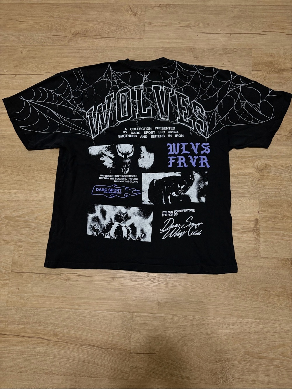 Darc Sport x Venom Graphic Tee with White Spiderwebs and Purple Accents